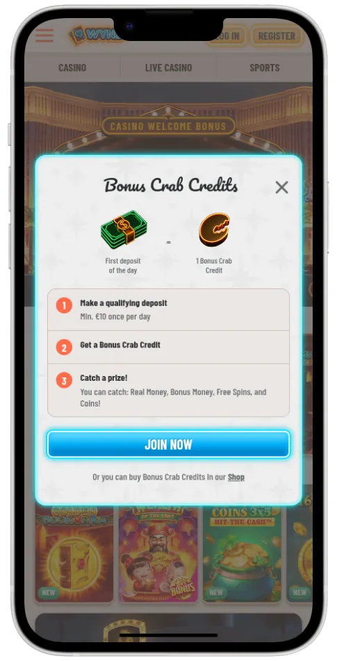 Wyns Casino mobile bonus features